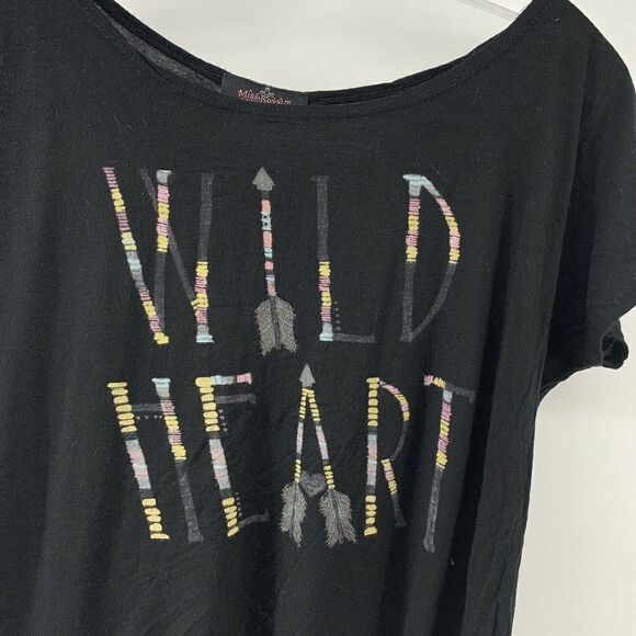 Wild Heart Black Cropped Relaxed Fit Top Small - Picture 2 of 4